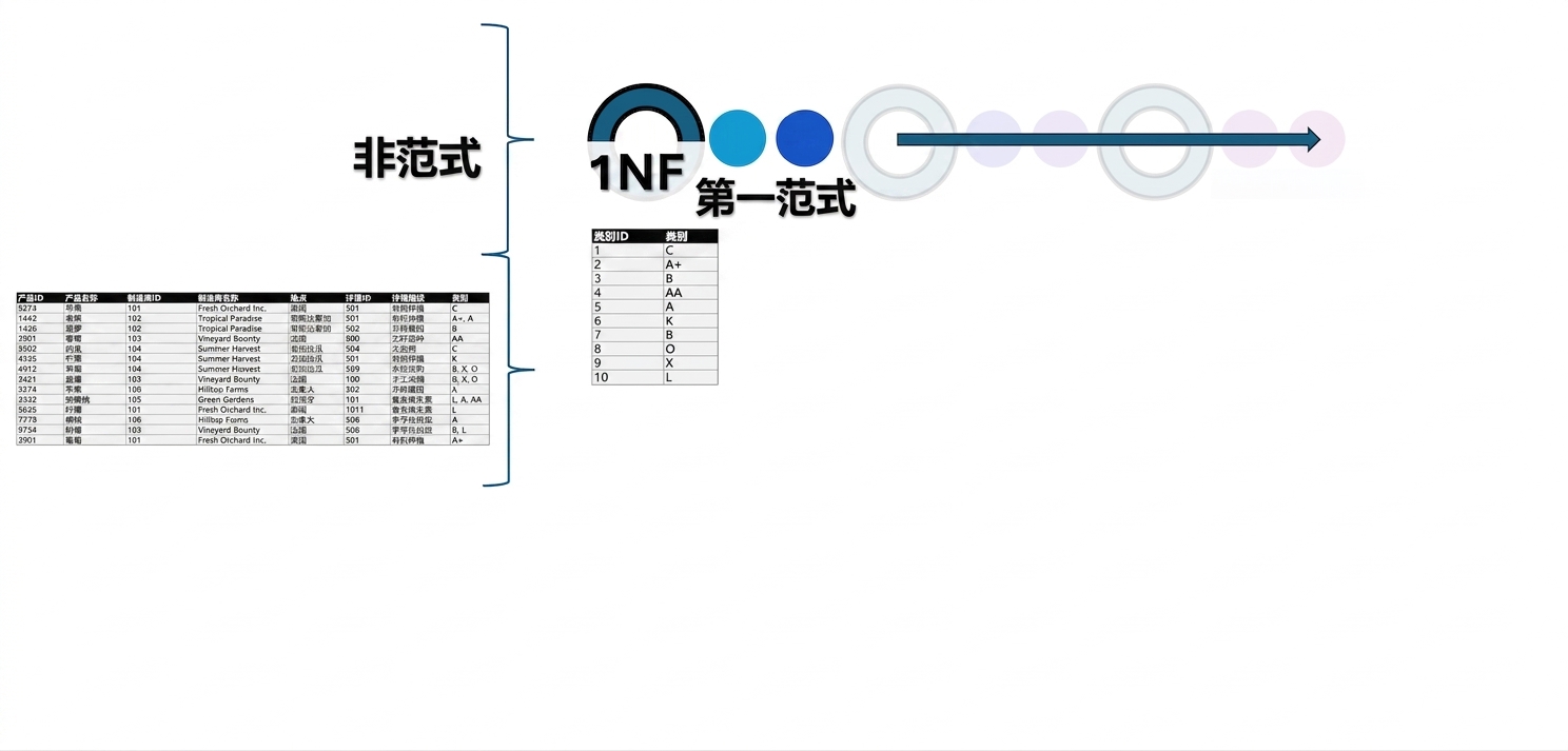 所有产品数据：从 UNF 到 1NF
