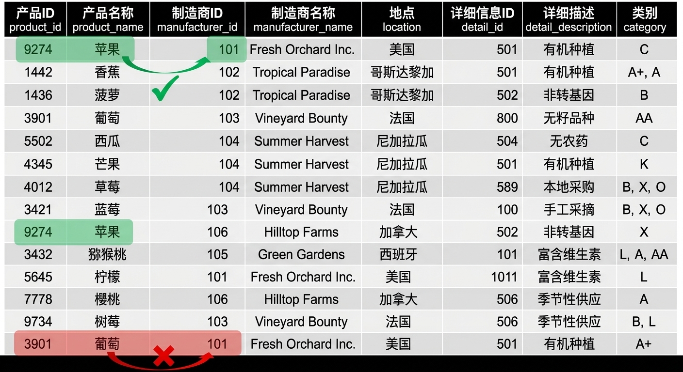 Allproducts 实体,制造商的 2NF 问题