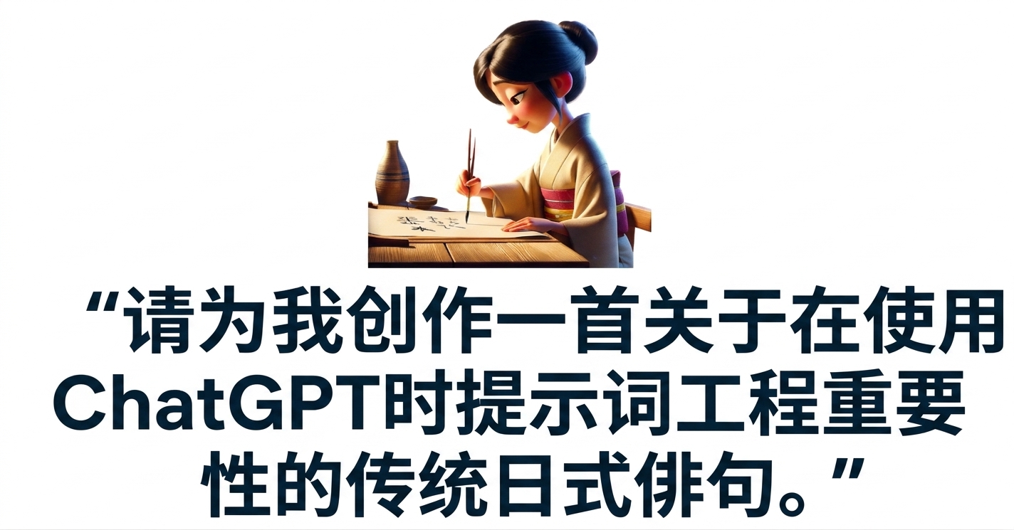 一人写俳句及提示词"写一首关于用 ChatGPT 进行提示工程重要性的传统日本俳句"