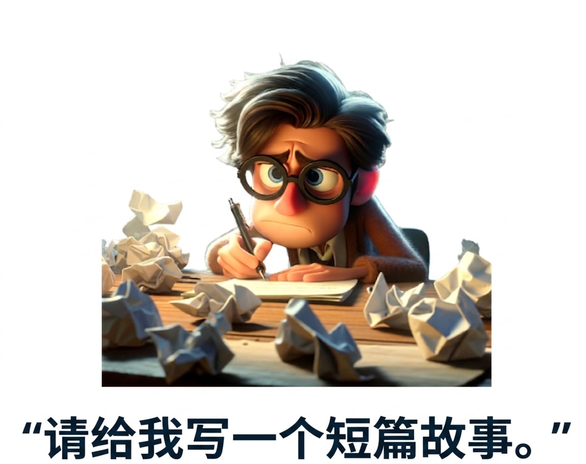 疑惑且疲惫的人，提示为"写一个短篇故事"