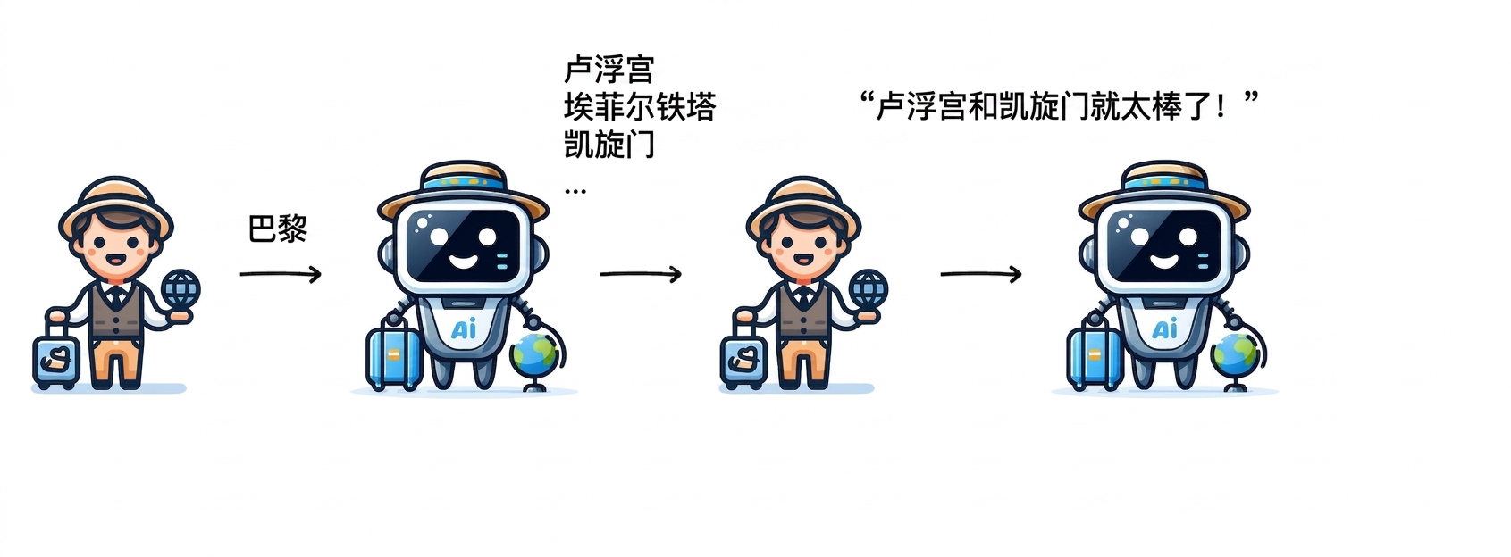 此人告知 AI 想去卢浮宫与凯旋门。