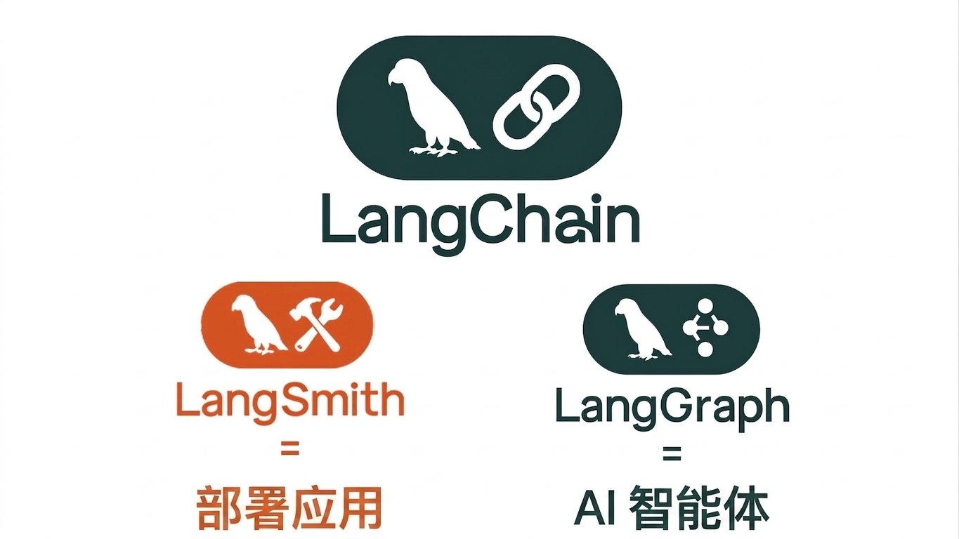 LangChain 生态:包括 LangChain、LangSmith 和 LangGraph。