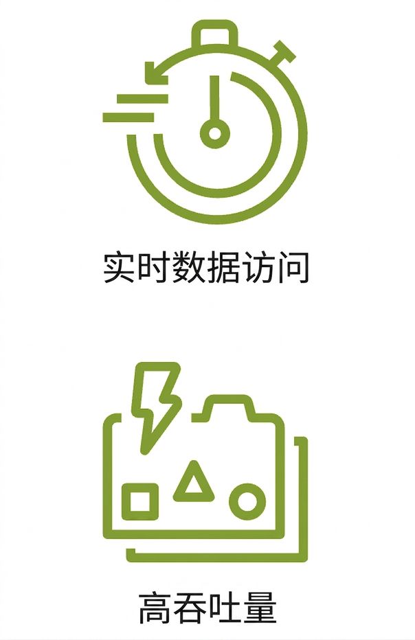 显示实时数据访问和高吞吐的两个图标。