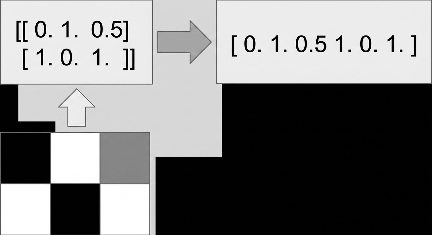 2×3 像素框 → 2×3 数组 → 1×6 数组