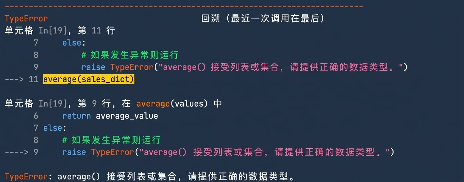 TypeError 输出,显示提供正确数据类型的自定义消息