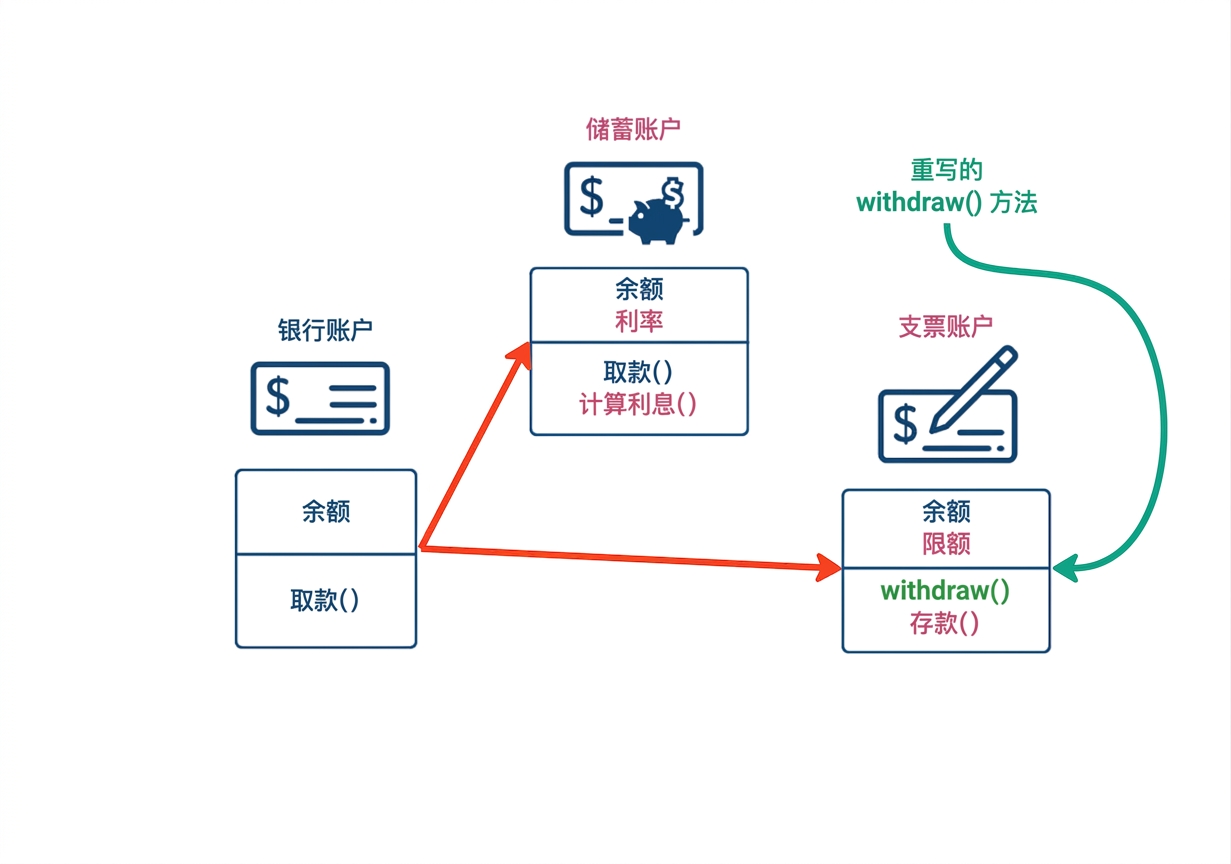 CheckingAccount 修改了 withdraw 方法