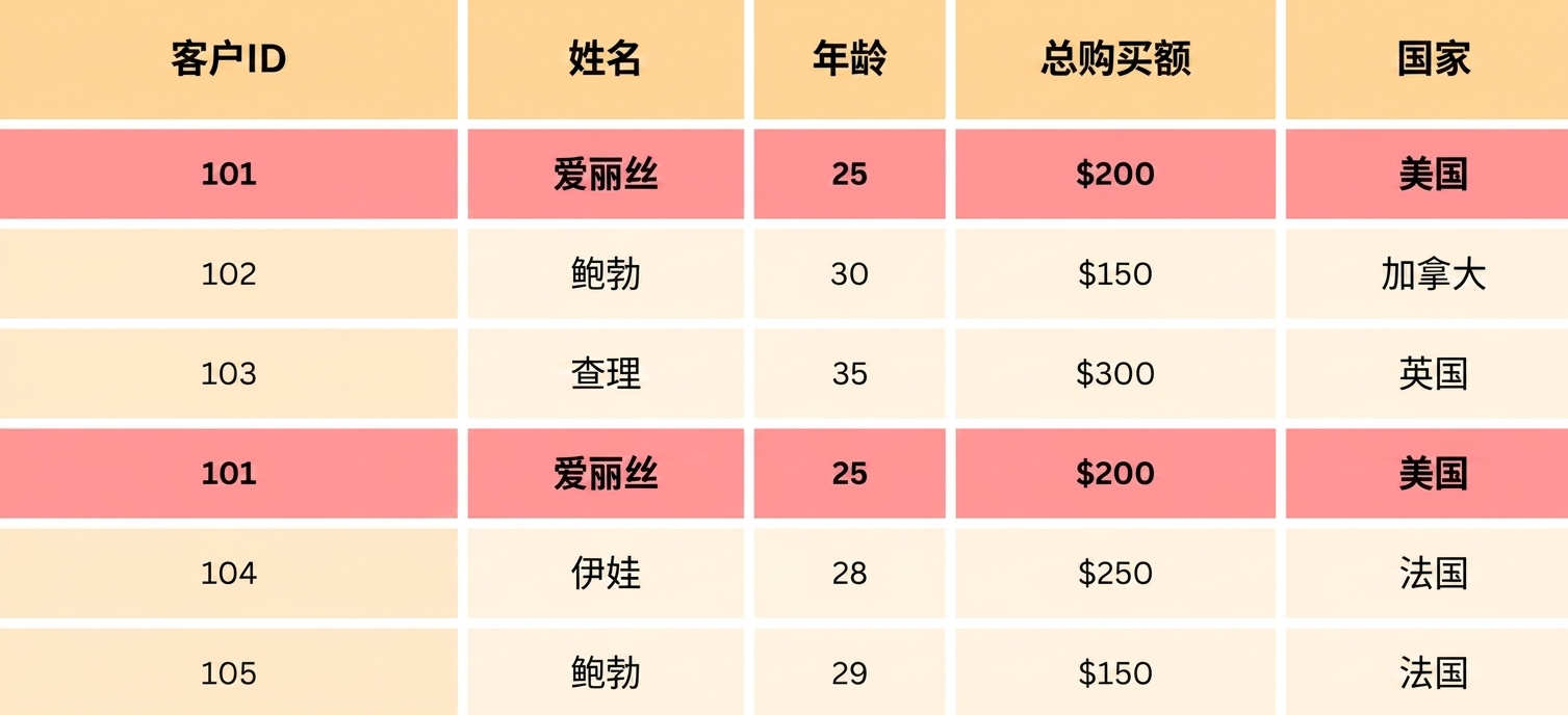 示例数据中高亮的重复行.png