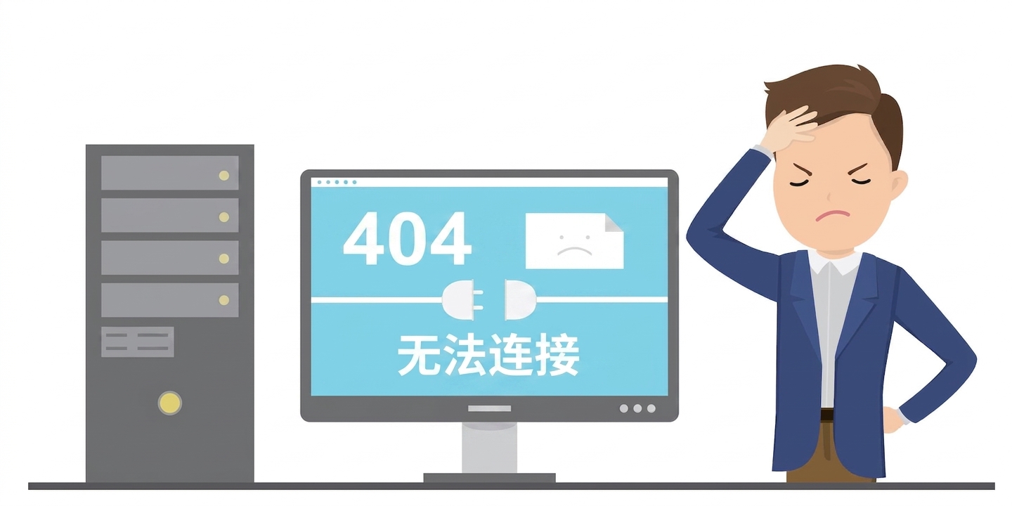 一名男子在电脑前排查 404 错误