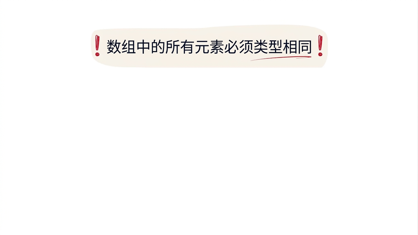 数组中所有值必须类型相同