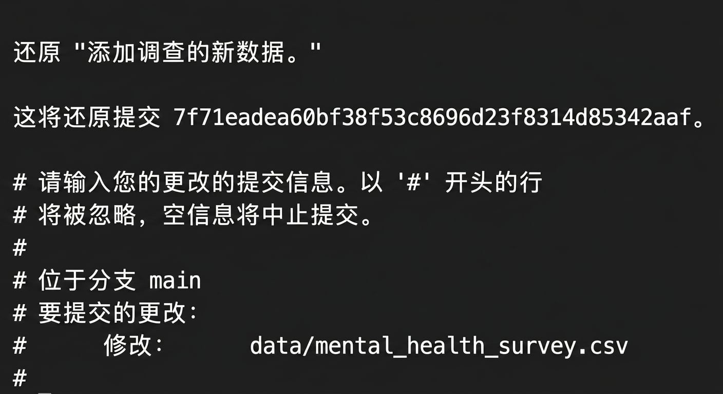 文本编辑器显示该提交