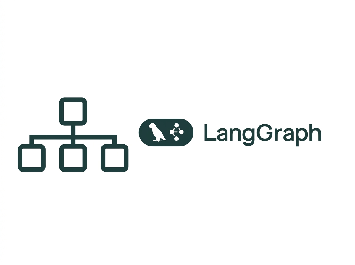 左侧为通用流程图，右侧为 LangGraph 标志。