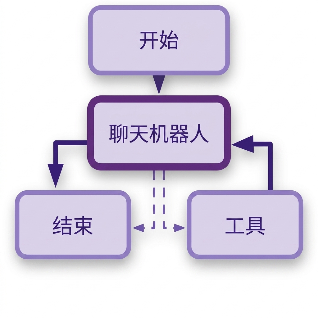 添加了工具节点的完整聊天机器人图。
