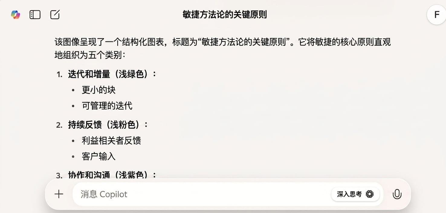 Copilot 的回复截图，解释项目管理图示