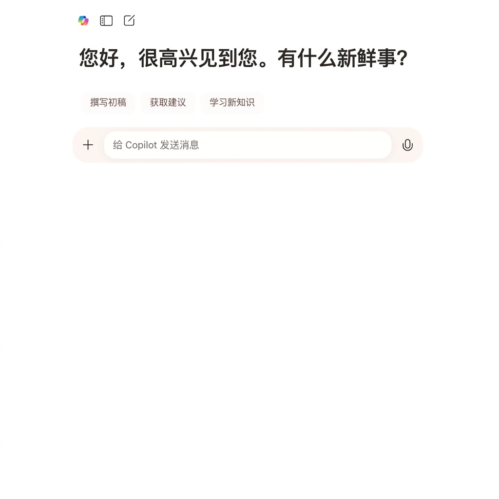 带欢迎信息的 Copilot 聊天界面
