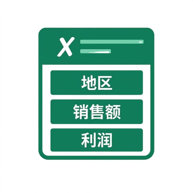 绿色 Excel 表展示带标签的 Region、Sales、Profit 列，象征清晰的数据组织