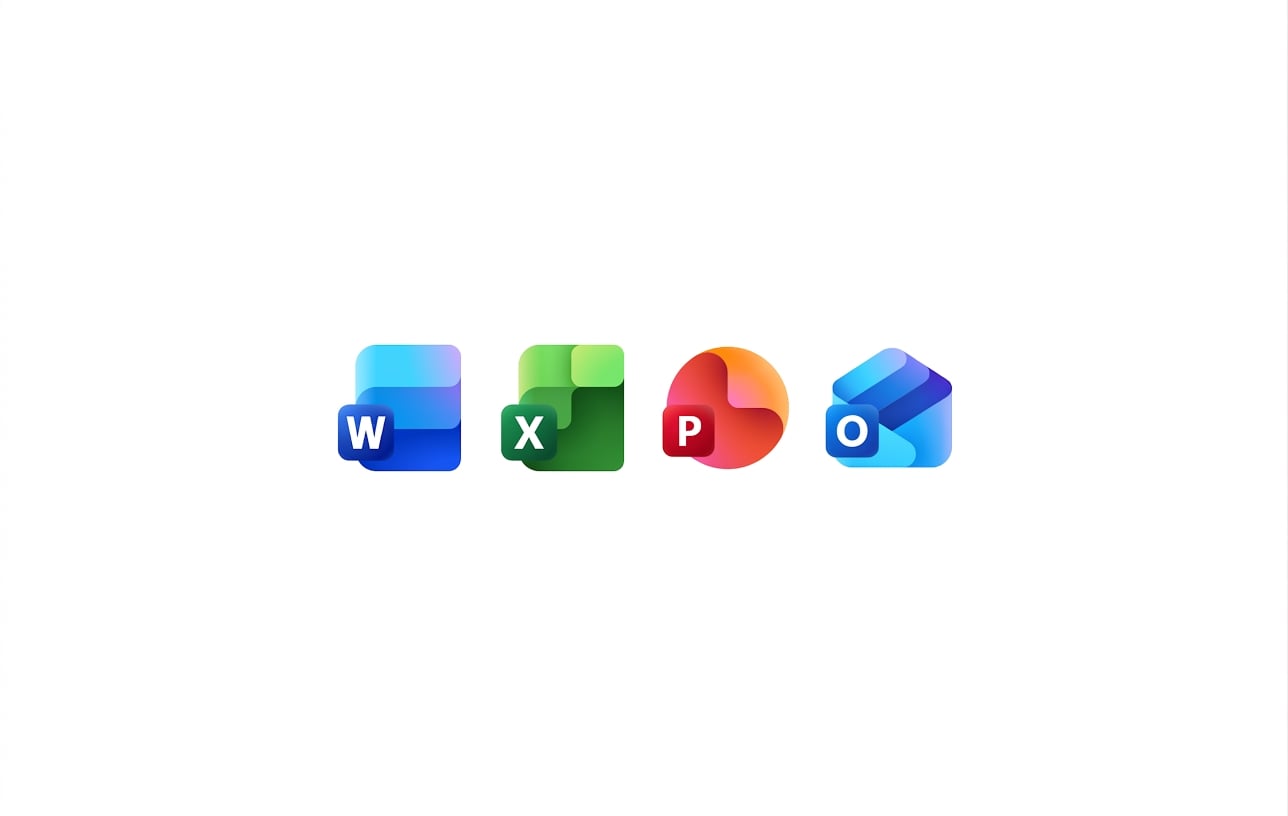本章涉及的四个应用图标：Word、Excel、PowerPoint 和 Outlook