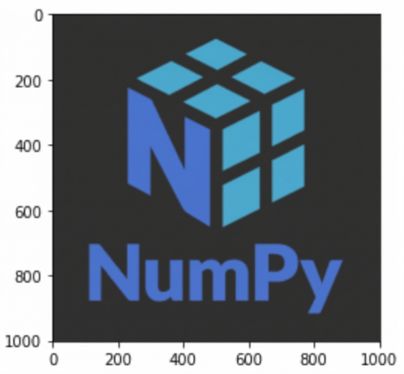 同一個 NumPy 標誌,但背景由白色改為深灰色