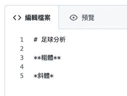 Markdown 檔案編輯頁面，顯示粗體與斜體語法