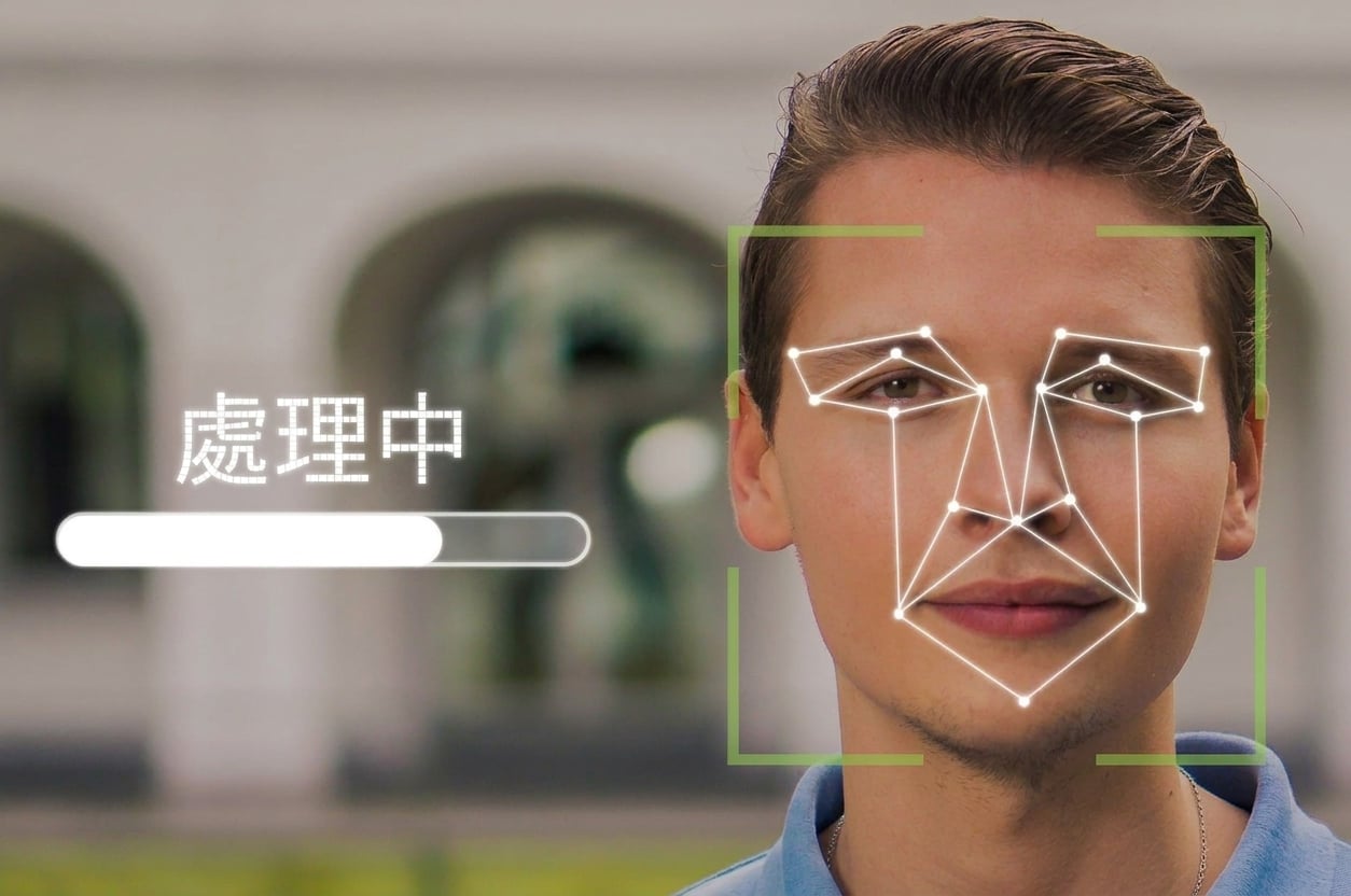 演算法處理人臉特徵的示意圖。