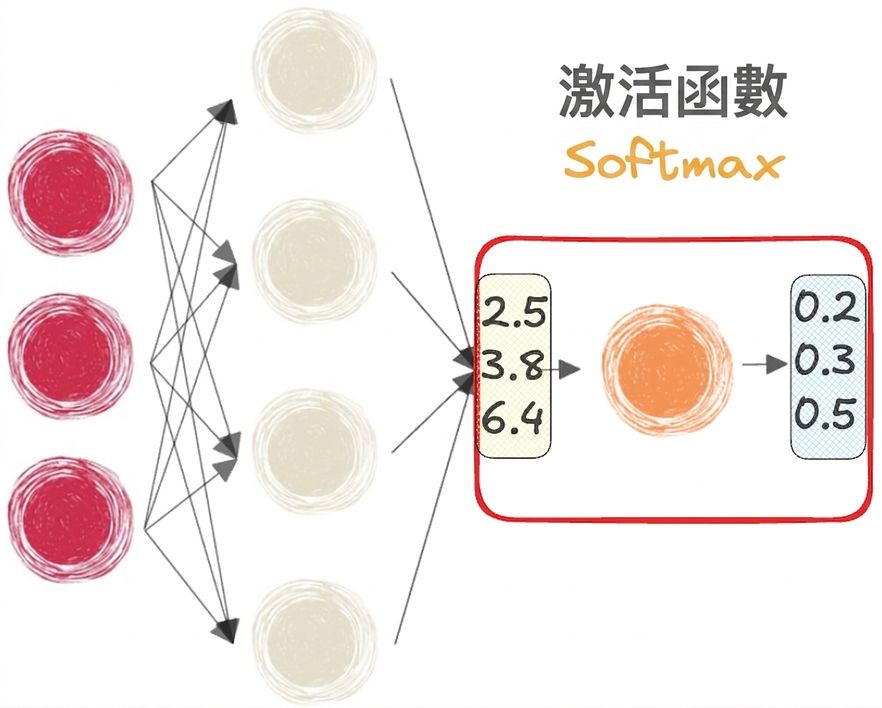 帶有 softmax 函式的神經網路