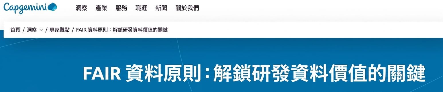 Capgemini 對 FAIR 原則的實踐截圖。