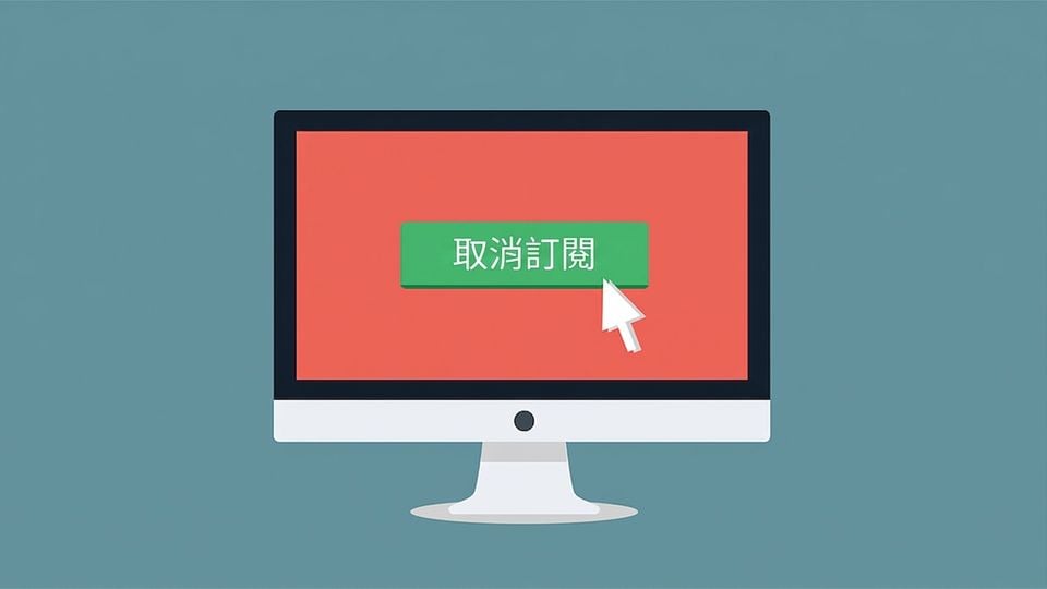 電腦螢幕上游標停在取消訂閱按鈕的插圖。