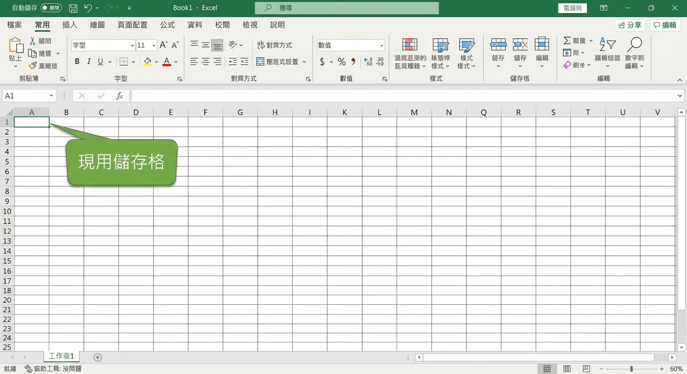 Excel 檔案中標示作用中儲存格
