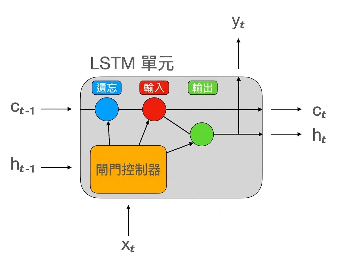 LSTM 單元示意圖。