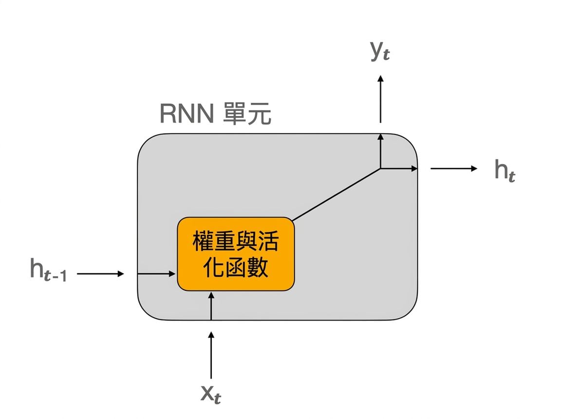 RNN 單元示意圖。