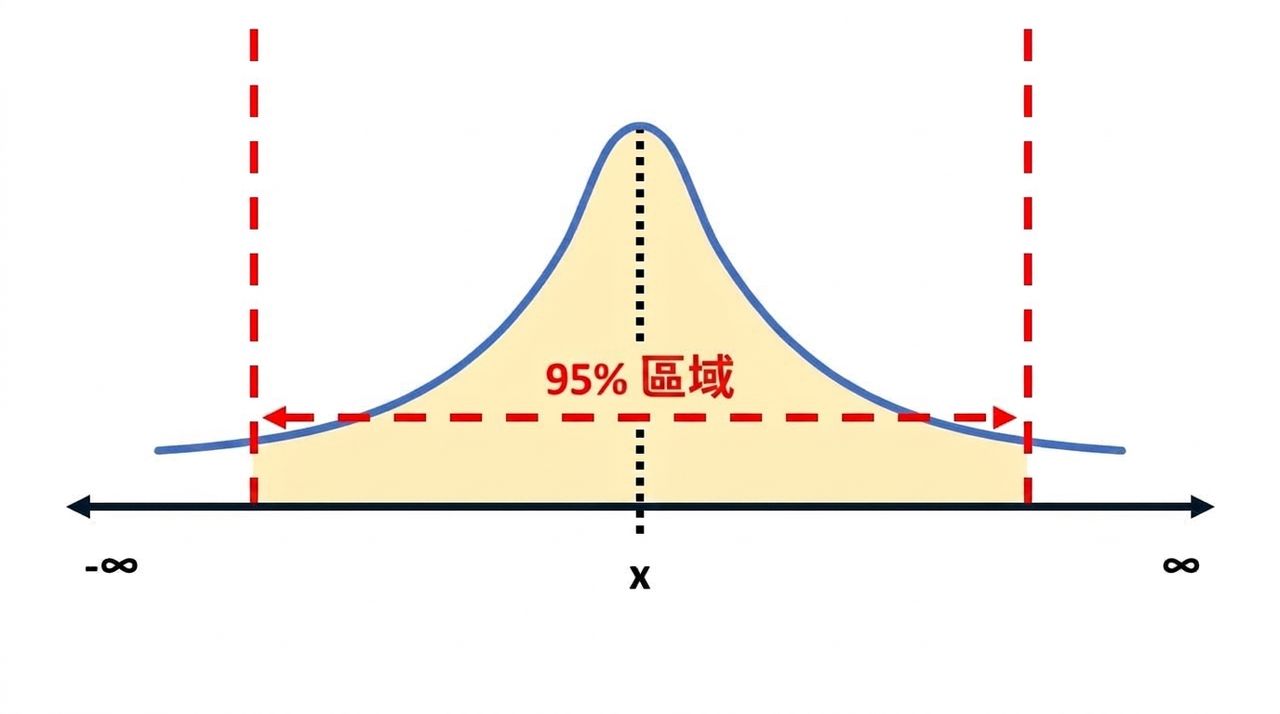 高亮 95% 区域的分配曲線