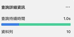 使用 LIMIT 10 的查詢詳細、時間與列數