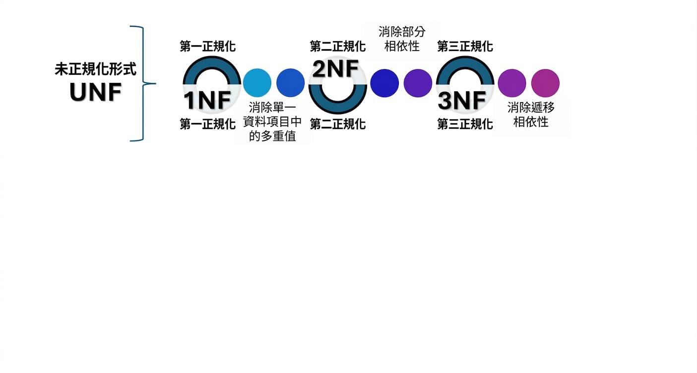 從 UNF 到 3NF 的步驟