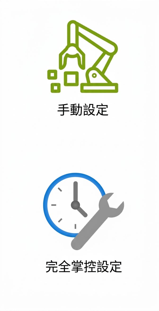 顯示手動設定與完整設定控制的兩個圖示。