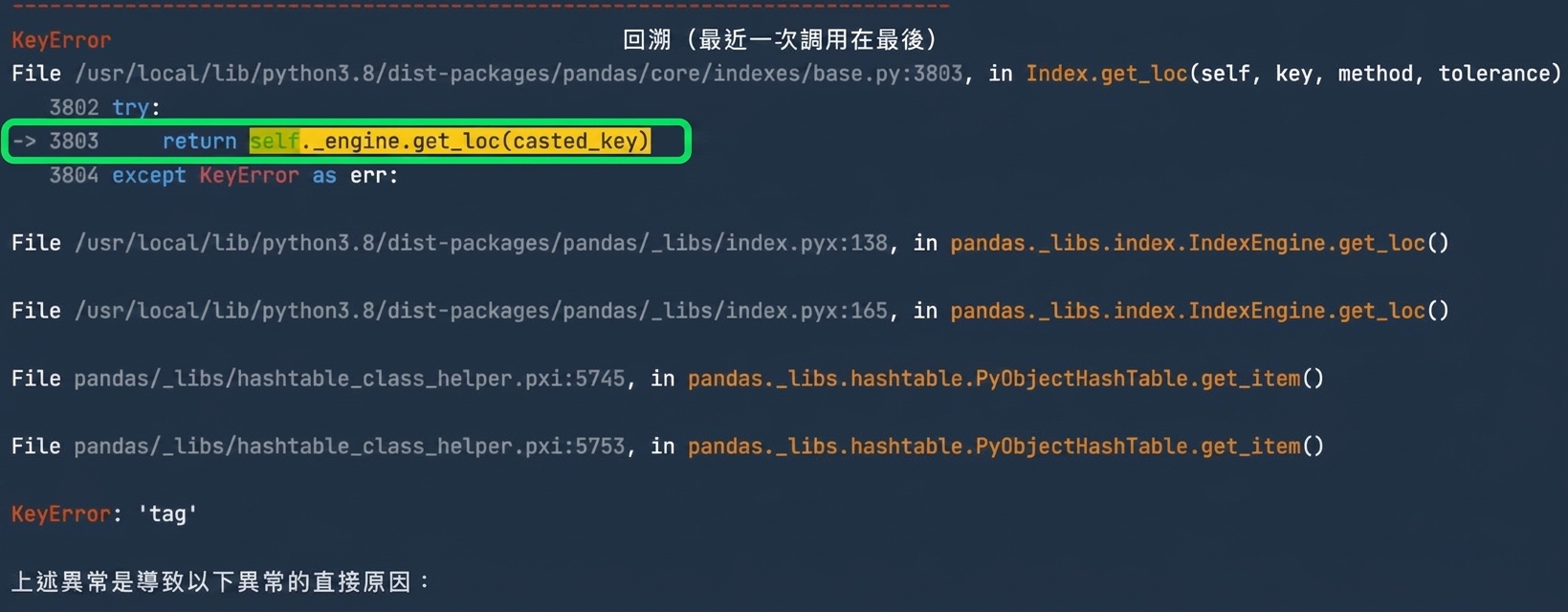 追蹤訊息,標示第 3803 行