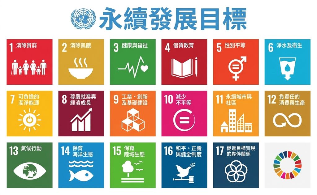 聯合國發布的 17 項 SDG 概覽