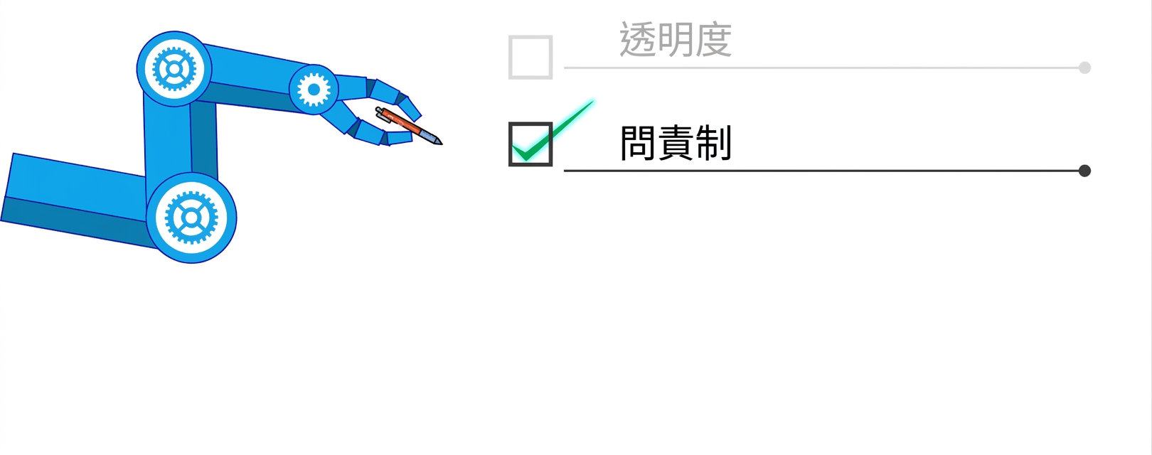 藍色機械臂握筆的圖像