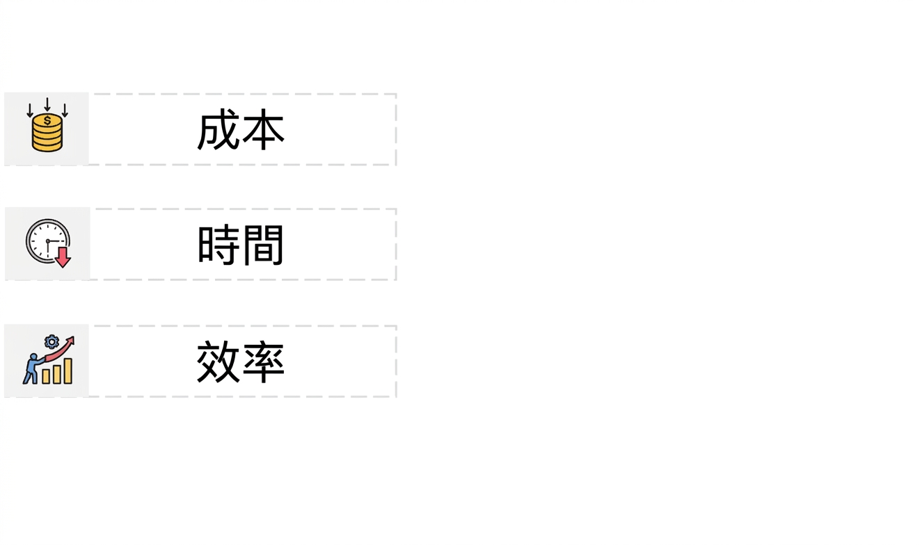 成長中的長條圖、上升箭頭與「efficiency」標籤的圖示