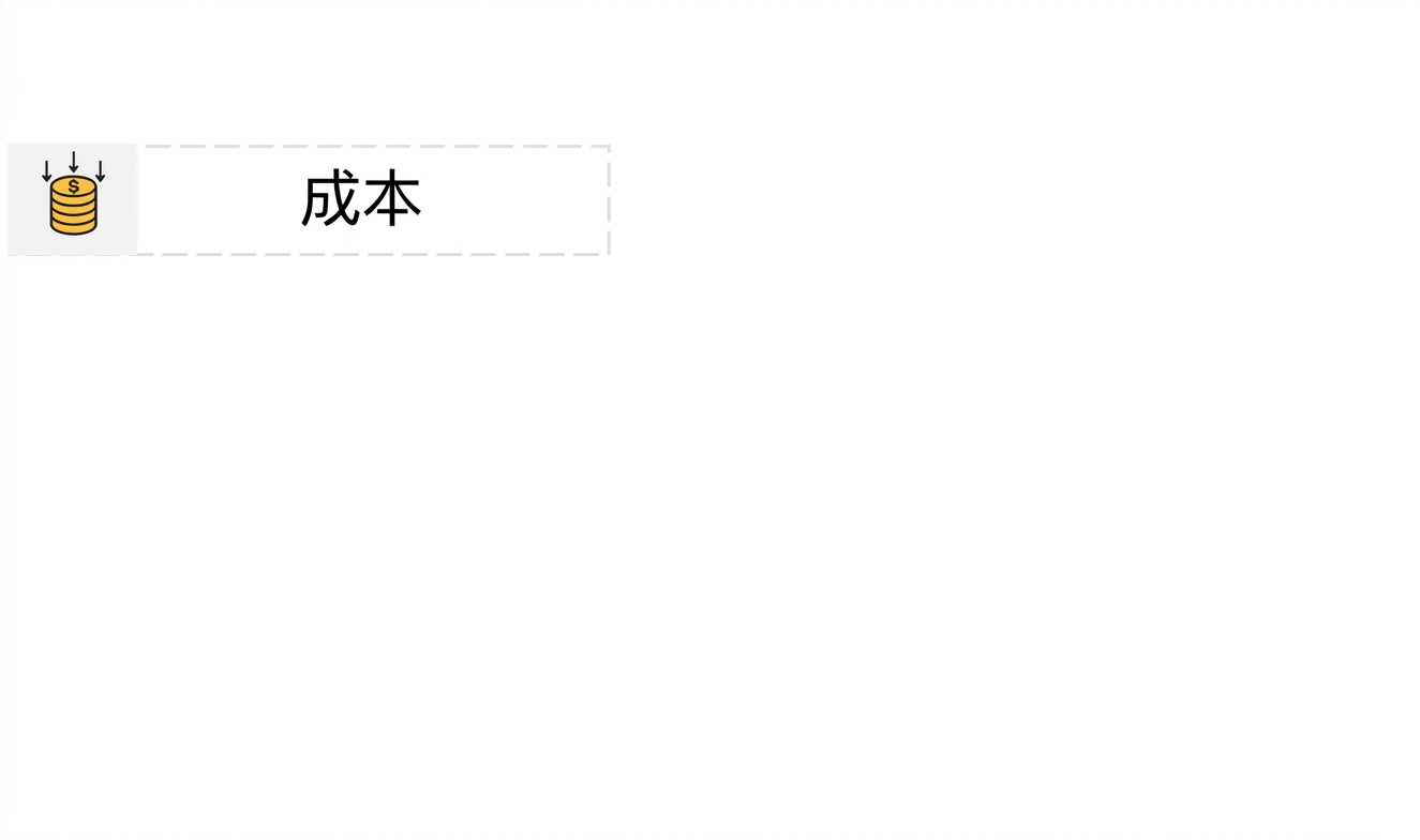 一疊金幣與「cost」標籤的圖示