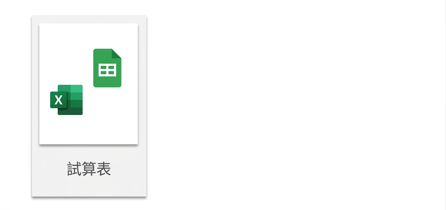 底部文字為「Spreadsheets」。上方為 Excel 與 Google Sheets 圖示。