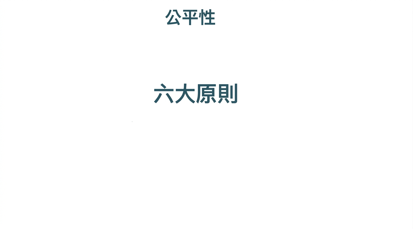 文字顯示「六大原則」，周圍標示：公平性