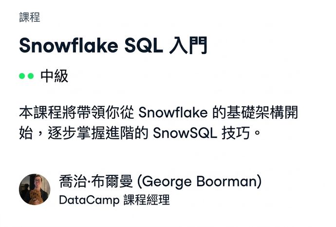 DataCamp「Introduction to Snowflake SQL」課程截圖