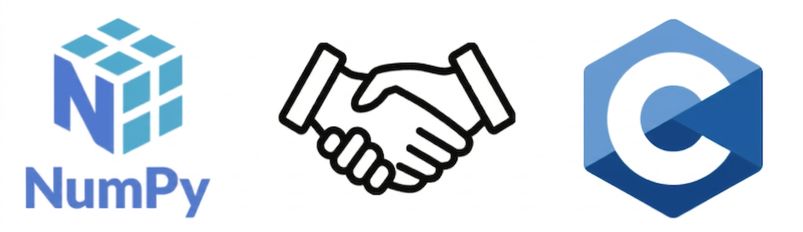 NumPy 與 C 標誌握手的圖示
