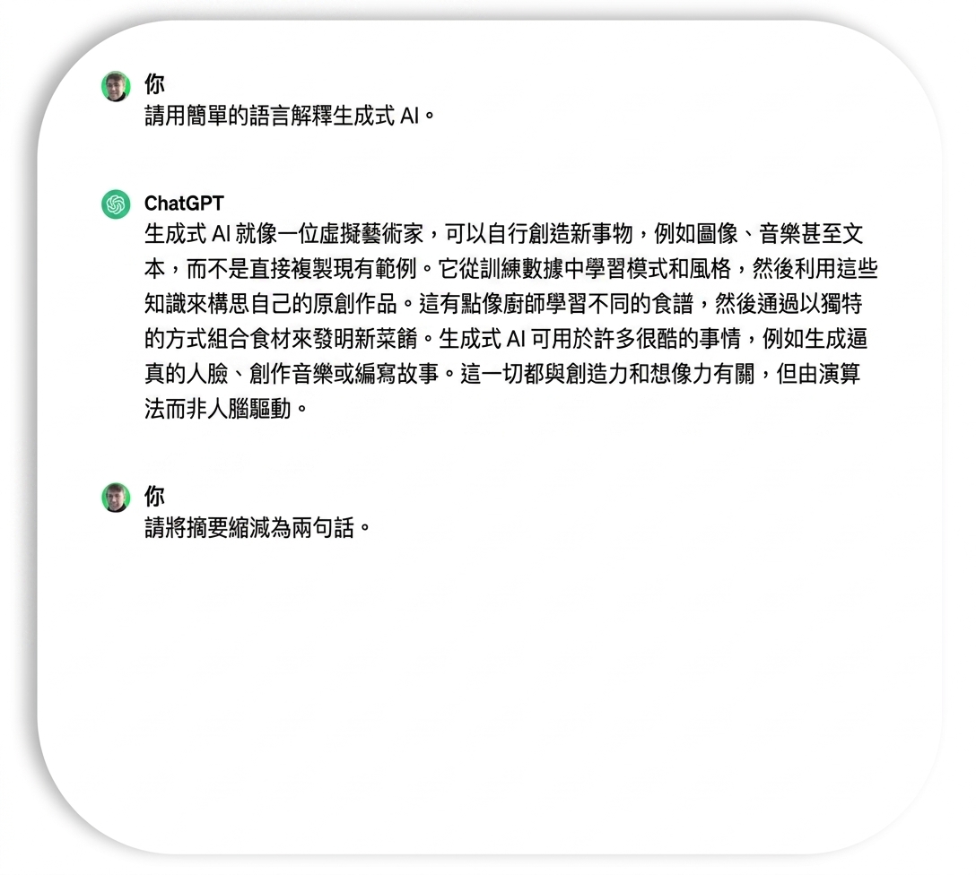 給 ChatGPT 的指示：將摘要縮短為兩句。