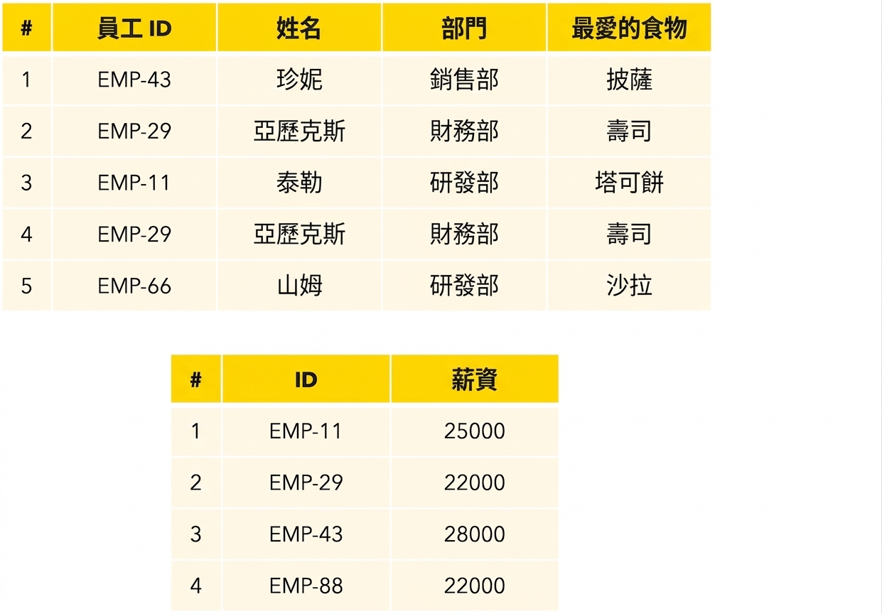 員工與薪資資料表