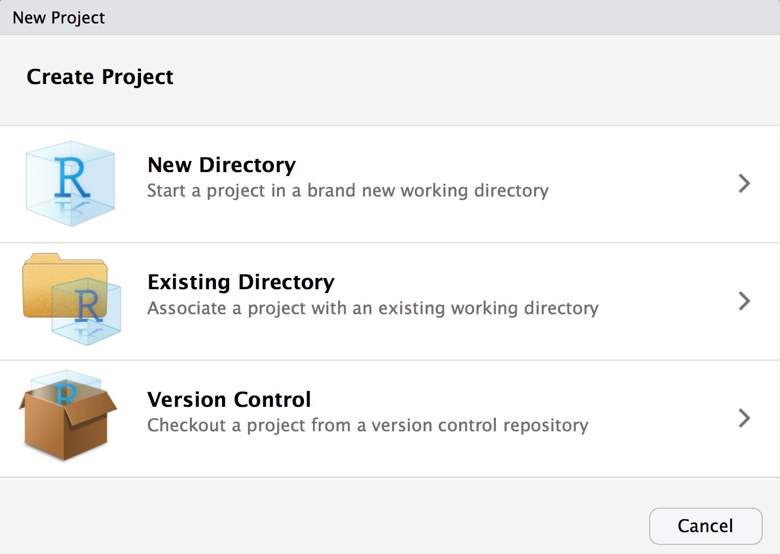 Project directory. Git start New Project. Checkout from Version Control. Working Directory r.