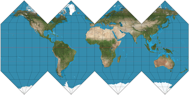 flattened map of spherical earth