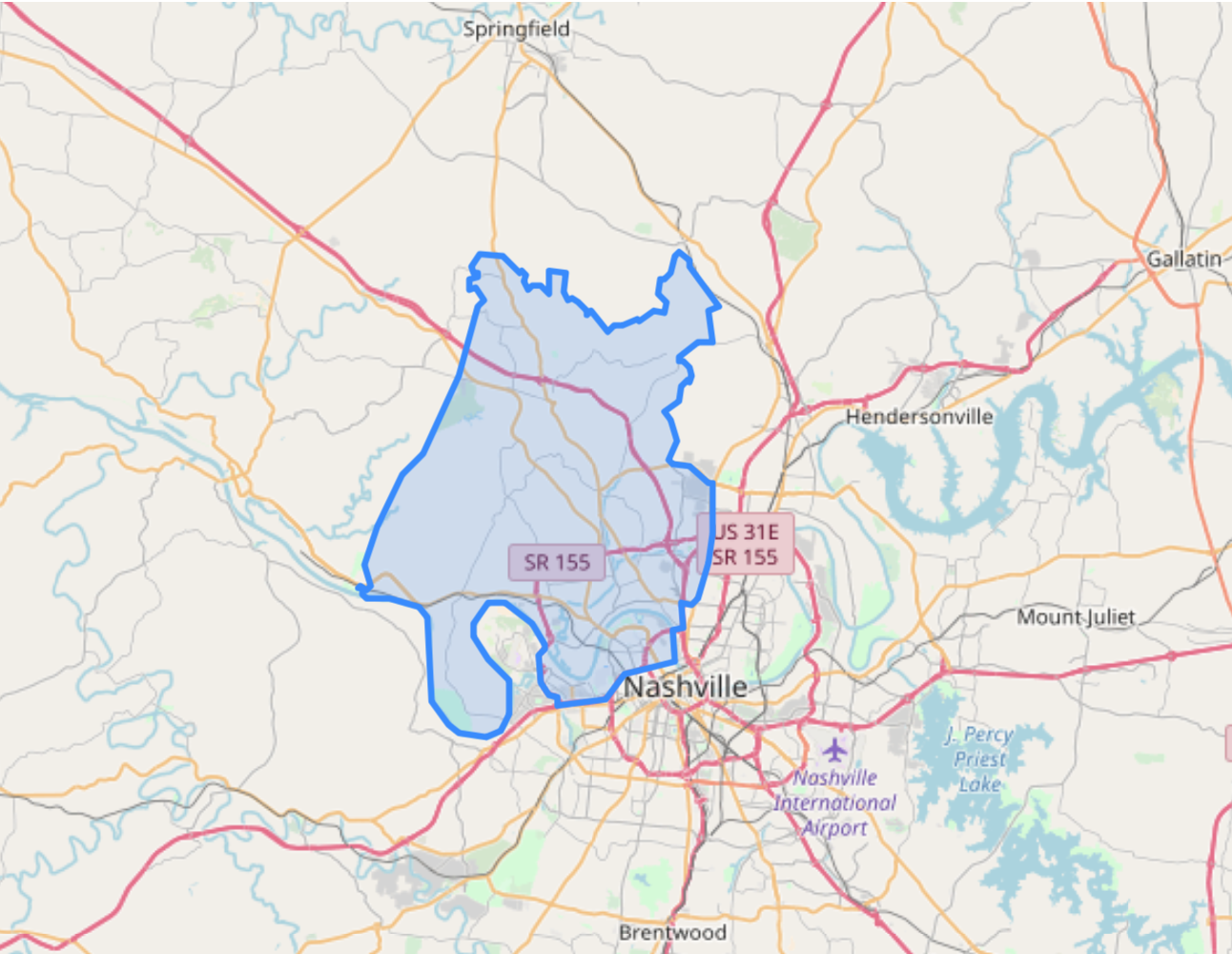 map with blue polygon
