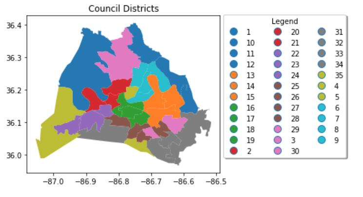 plot of 35 council districts