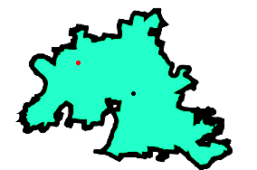 polygon with red point and black centroid point