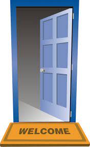 Picture of open door with welcome mat
